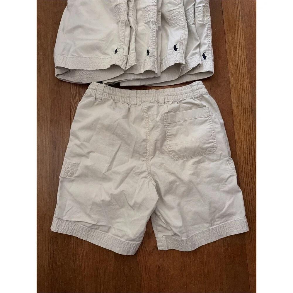 Lot of 5 Polo Ralph Lauren Boys Beige Chino Shorts L 14-16 Cotton Drawstring